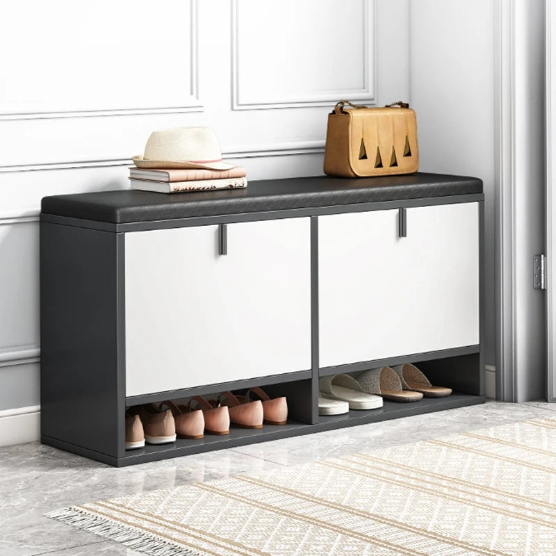 Shoe Cabinets With Layers, Black and white - 100x35x51cm