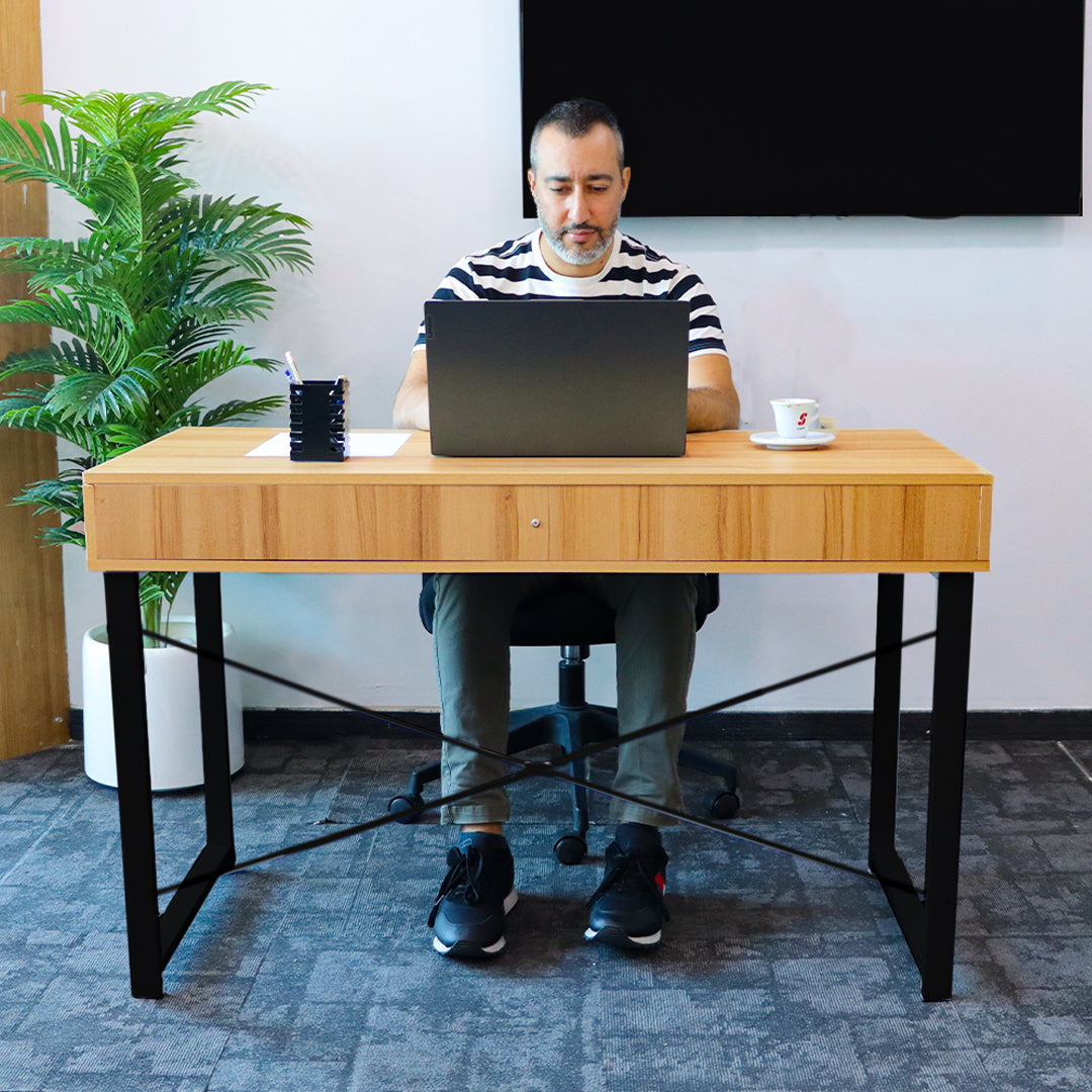 Office Desk Table - Modern Computer Desk with two Drawers 120x55x75cm