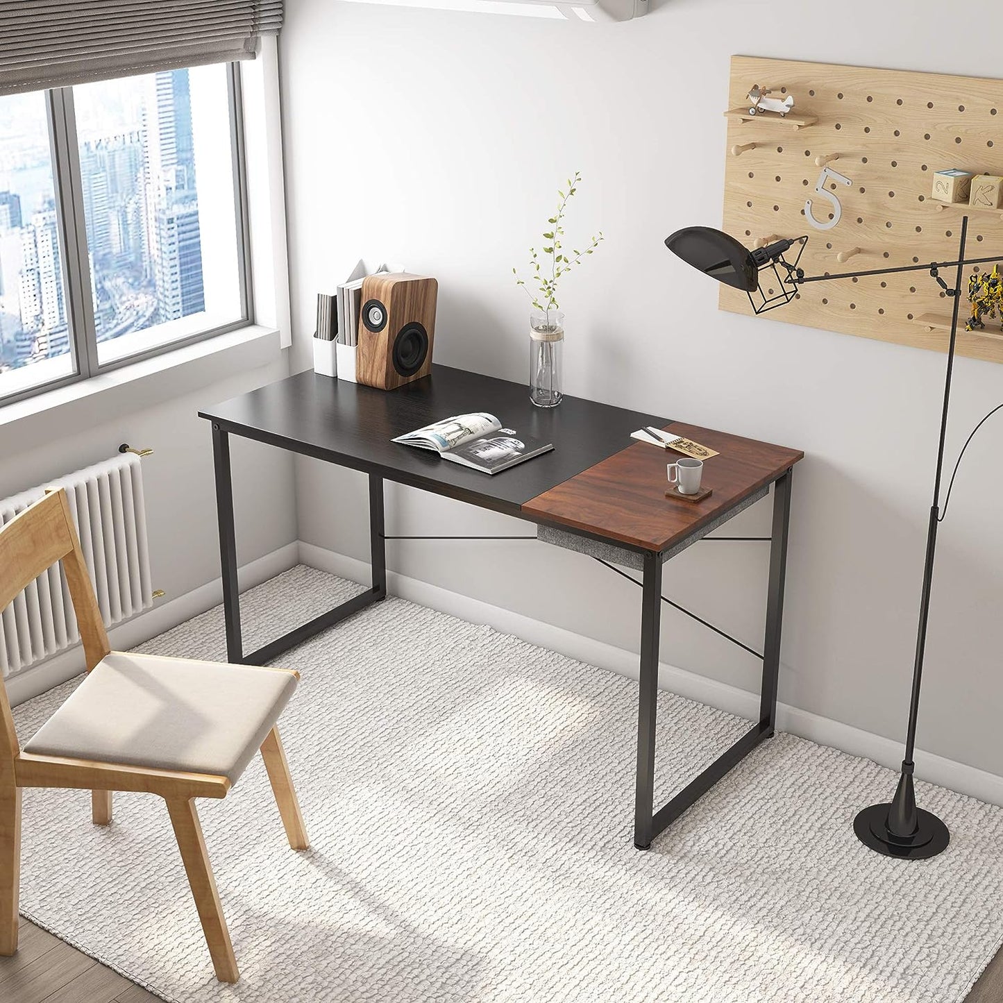 Office Desk Table - Brand New Modern Computer Desk with storage stash - X back support - Firm and Sturdy