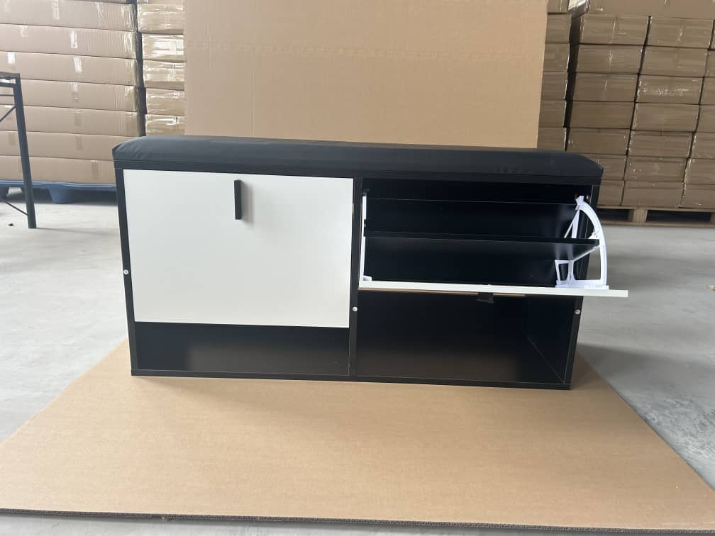 Shoe Cabinets With Layers, Black and white - 100x35x51cm
