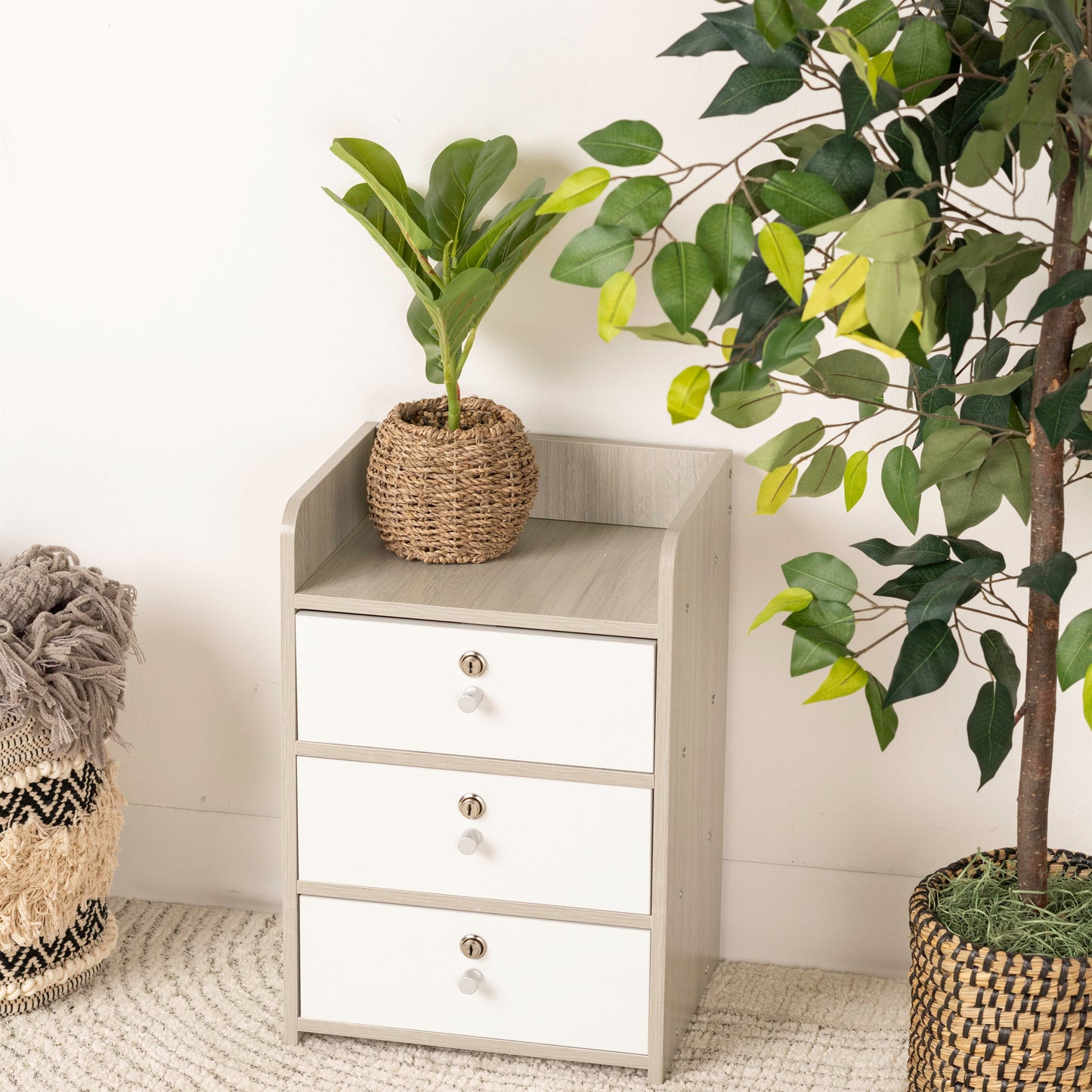 Brand New Pretty Bedside Table with 3 Drawers & Locks