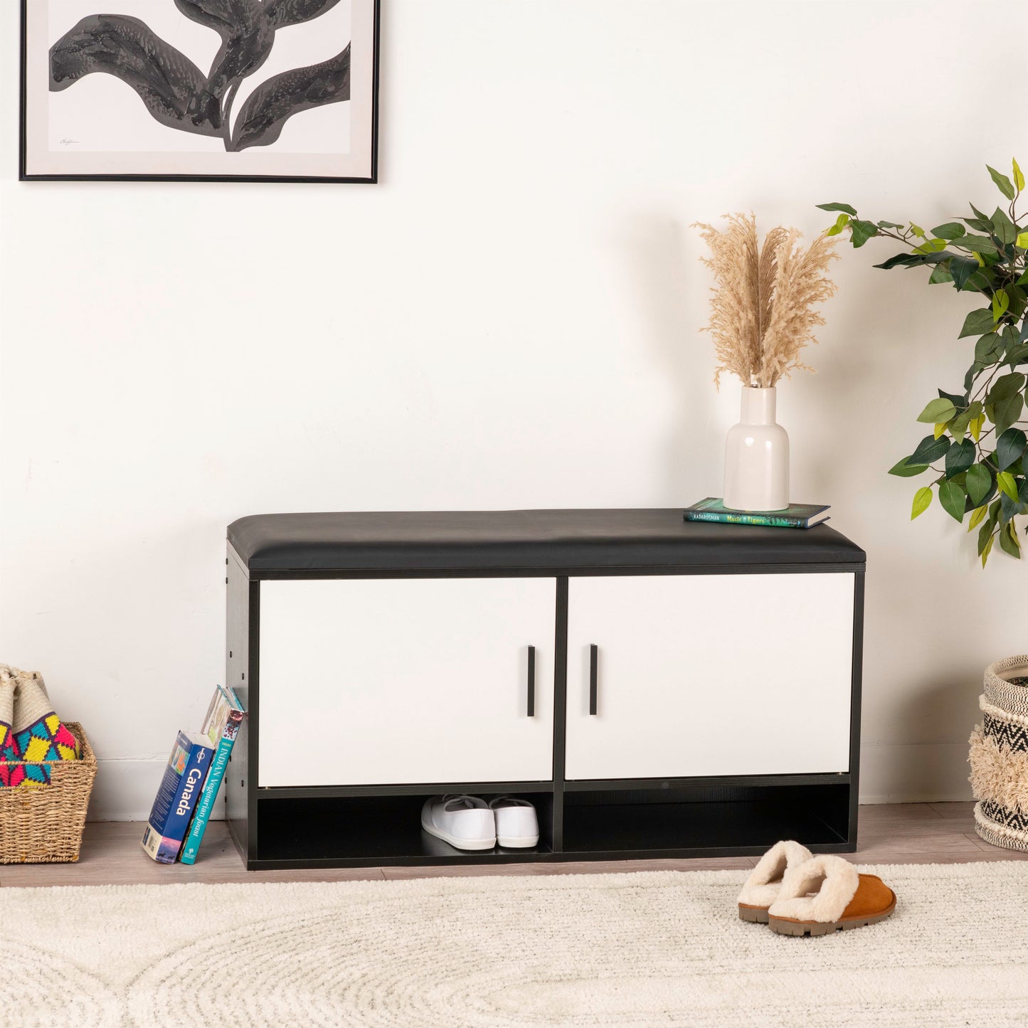 Stylish & Practical: Brand New Shoe Cabinet with Bench - Shoe Organizer 100x35x51cm