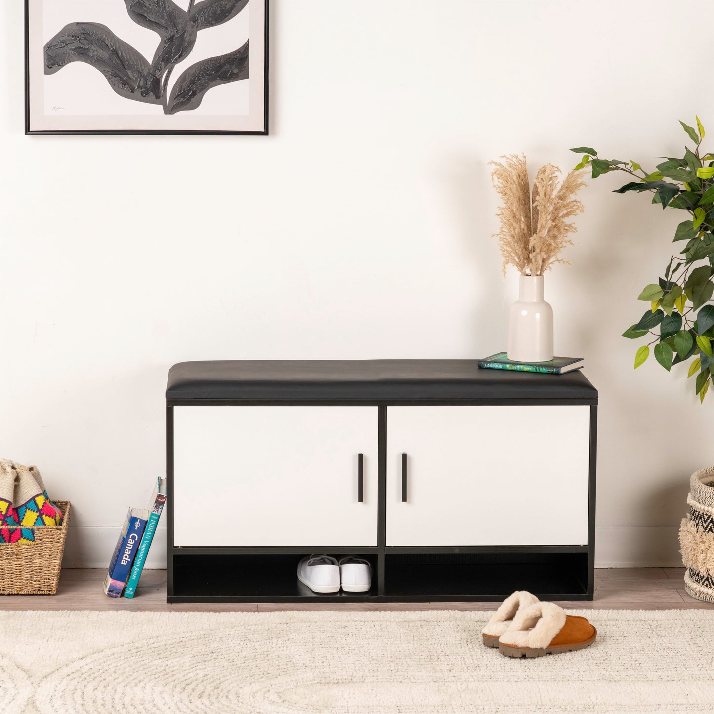 Stylish & Practical: Brand New Shoe Cabinet with Bench - Shoe Organizer 100x35x51cm