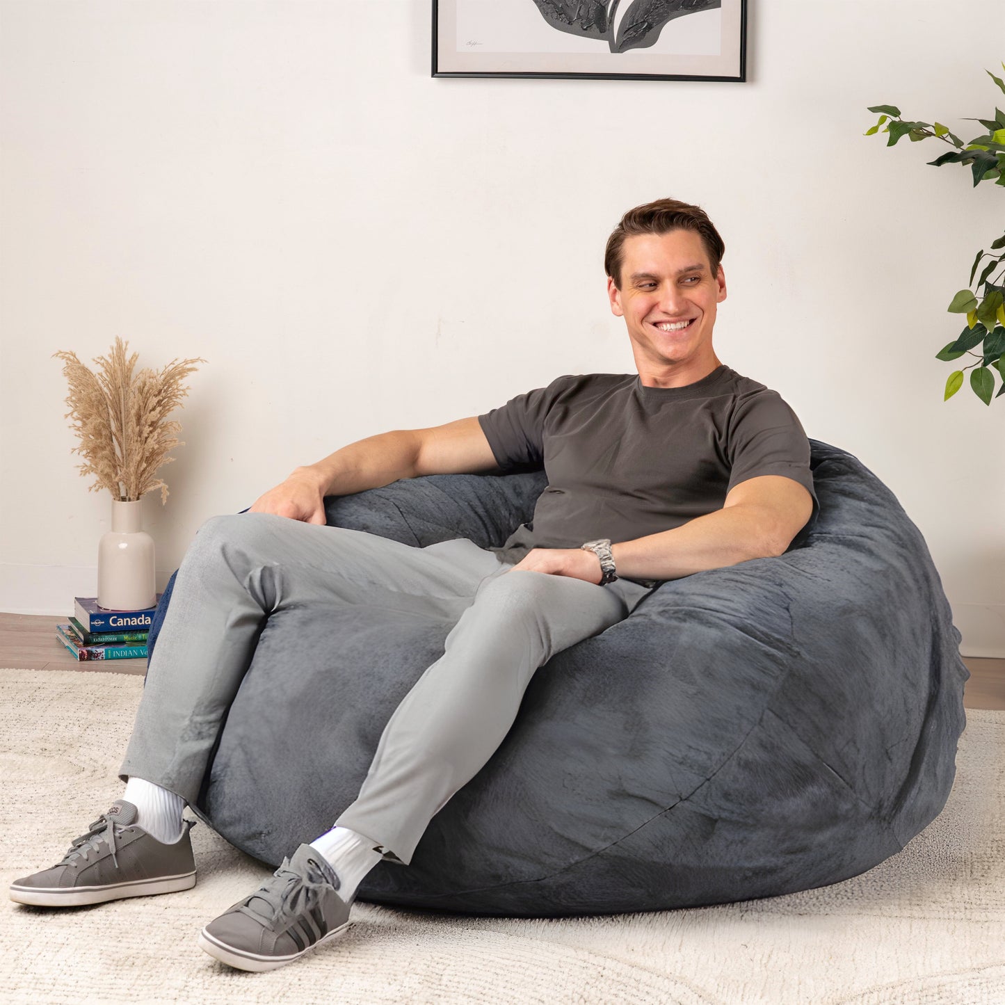 Giant Foam-Filled Bean Bag Chair - 4ft Faux Fur
