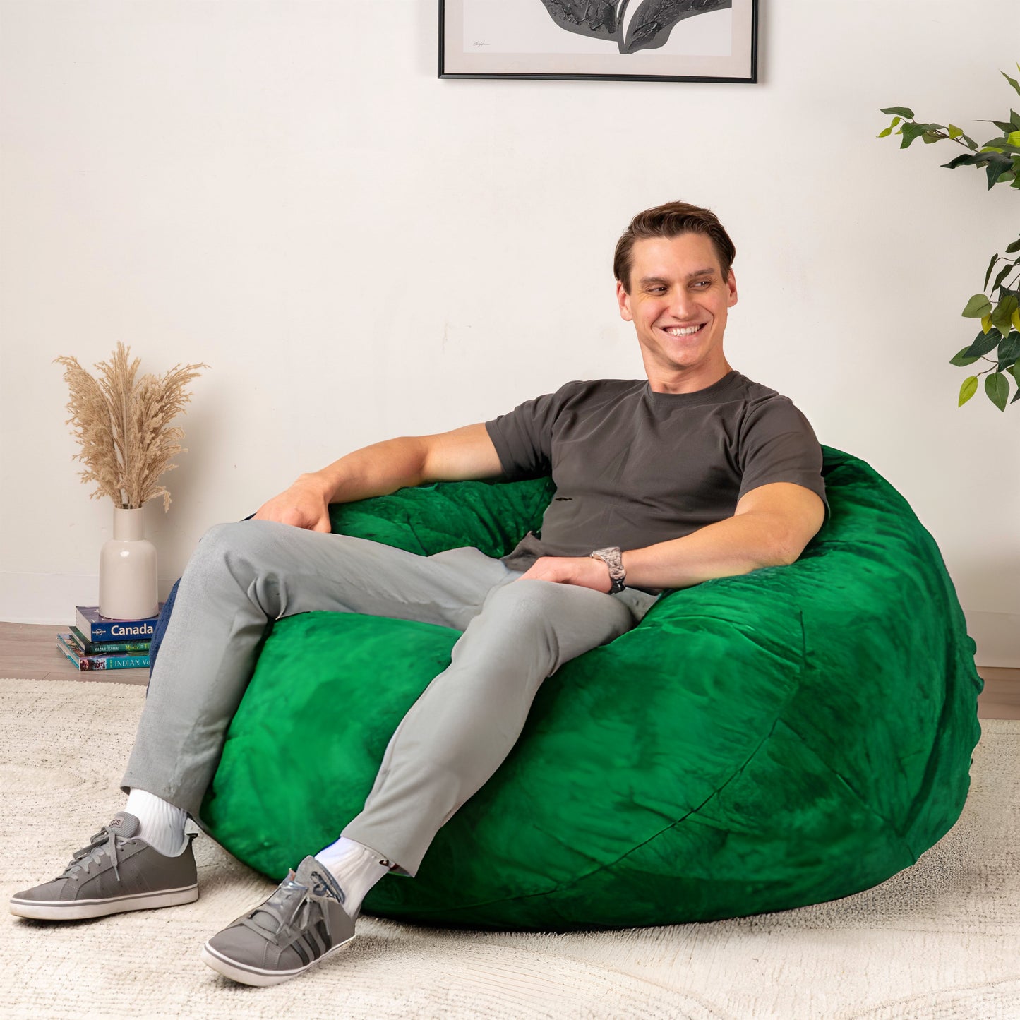 Giant Foam-Filled Bean Bag Chair - 4ft Faux Fur