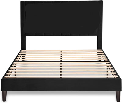 Elegant Queen Size Bed Frame with Wooden Slats