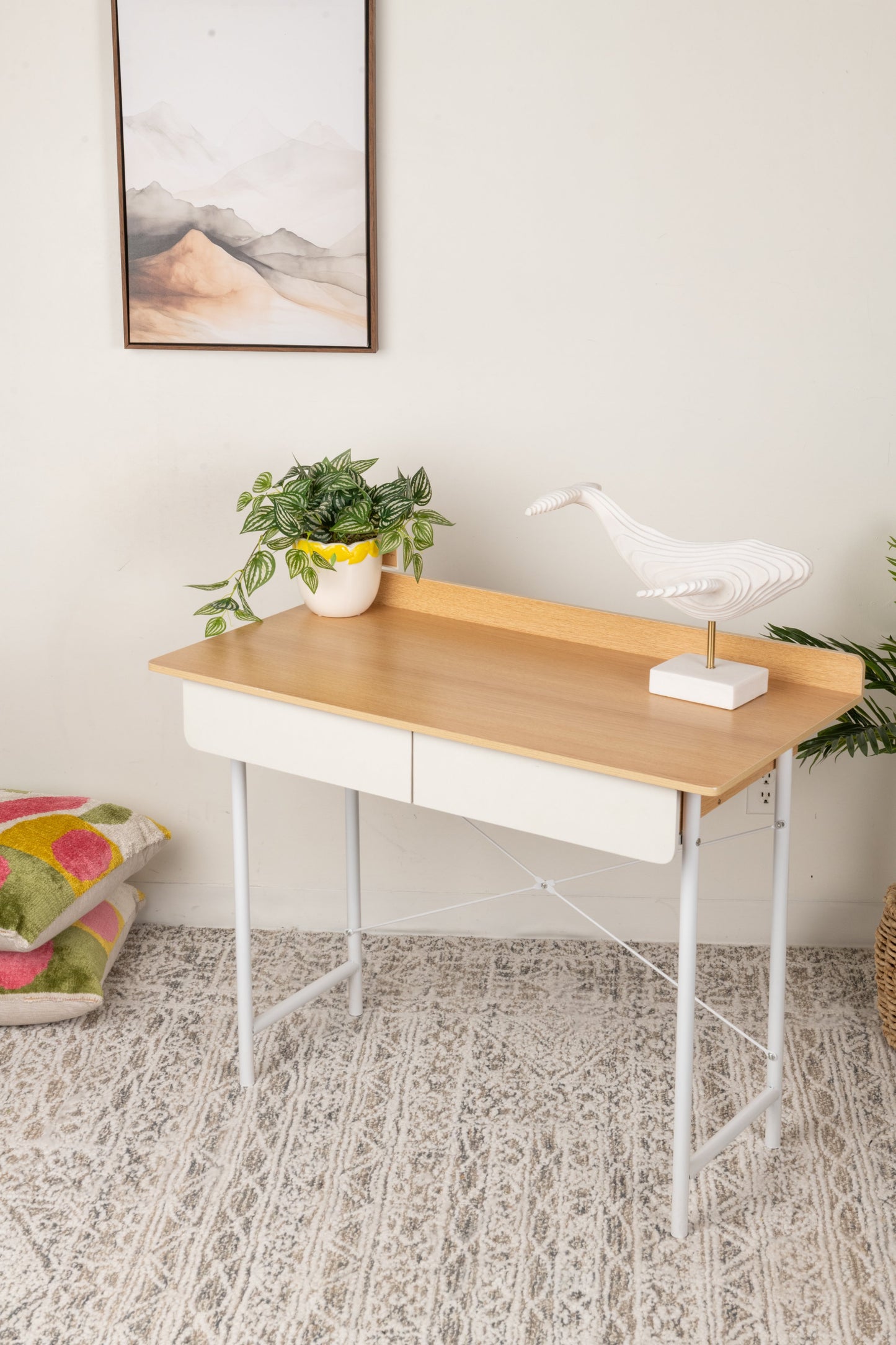 Bureau d'ordinateur élégant avec 2 tiroirs