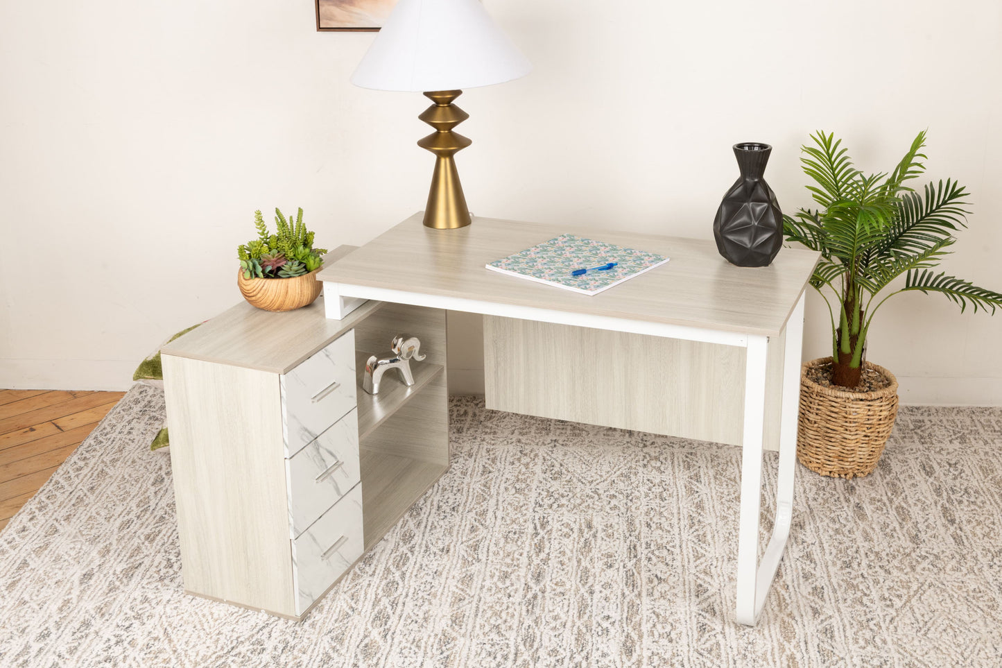 Modern L-Shaped Office Desk for Multi-Tasking
