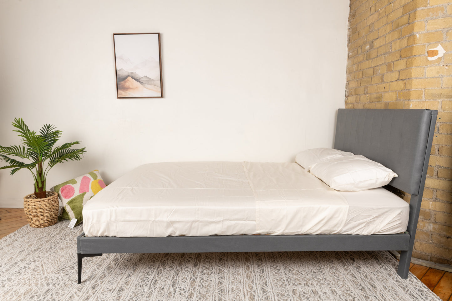 Cadre de lit Queen Size élégant avec lattes en bois
