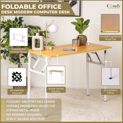 Modern Foldable Office Desk – Sturdy & Space-Saving