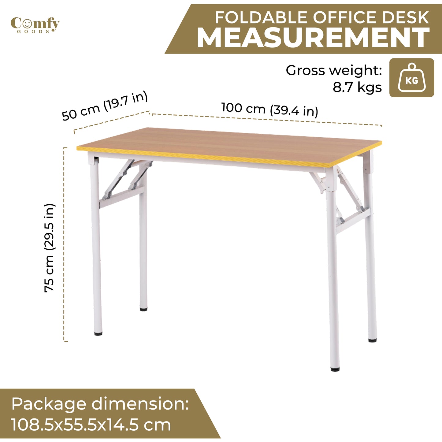 Modern Foldable Office Desk – Sturdy & Space-Saving
