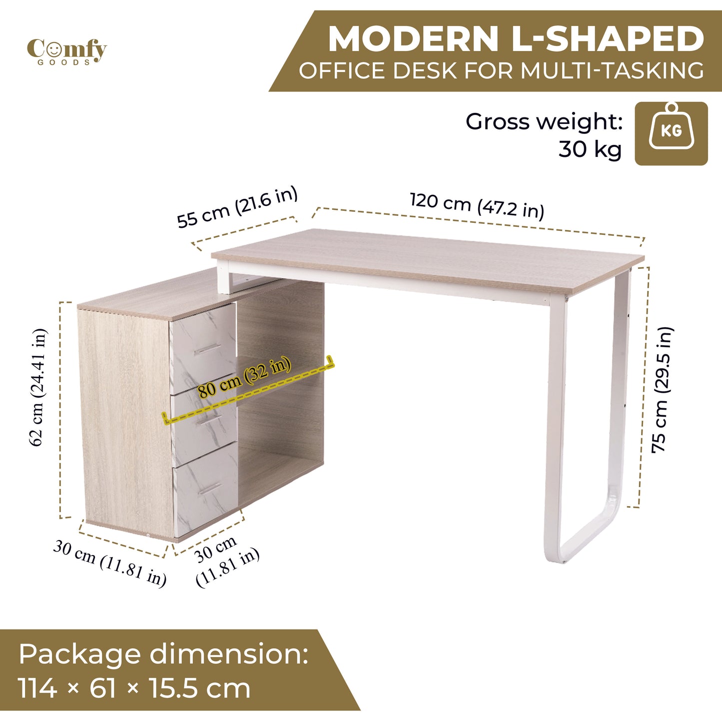 Modern L-Shaped Office Desk for Multi-Tasking