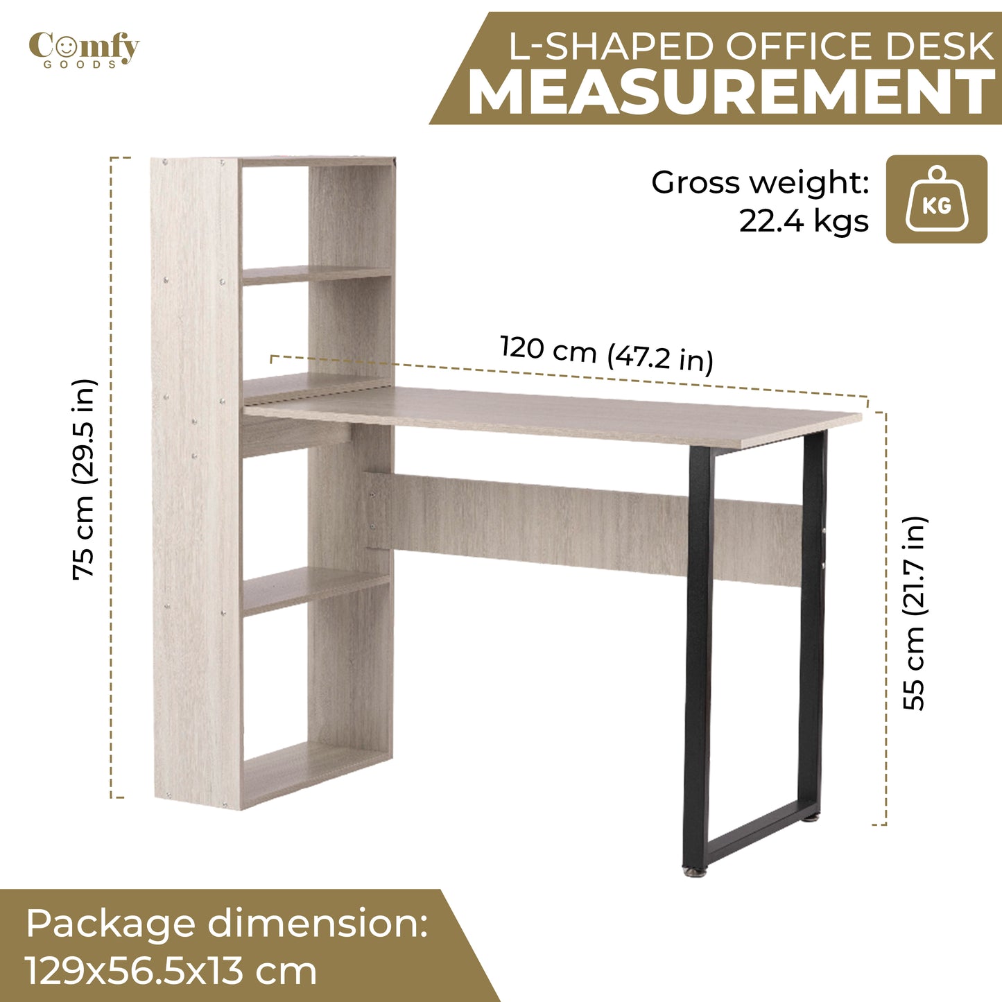 Computer Office Desk with Side Storage Cabinet