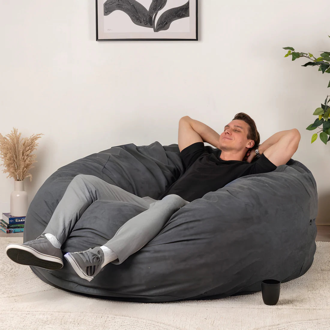 Fauteuil poire géant rempli de mousse - Velours 5,5 pi (housse et rembourrage inclus)