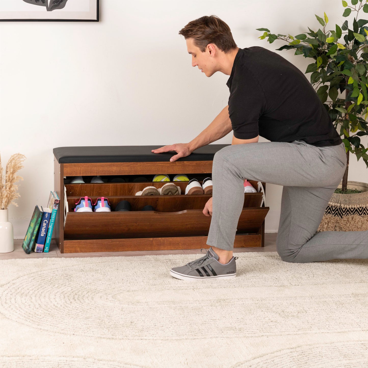 Stylish & Functional: Brand New Shoe Cabinet Bench Organizer – 100x30x52cm