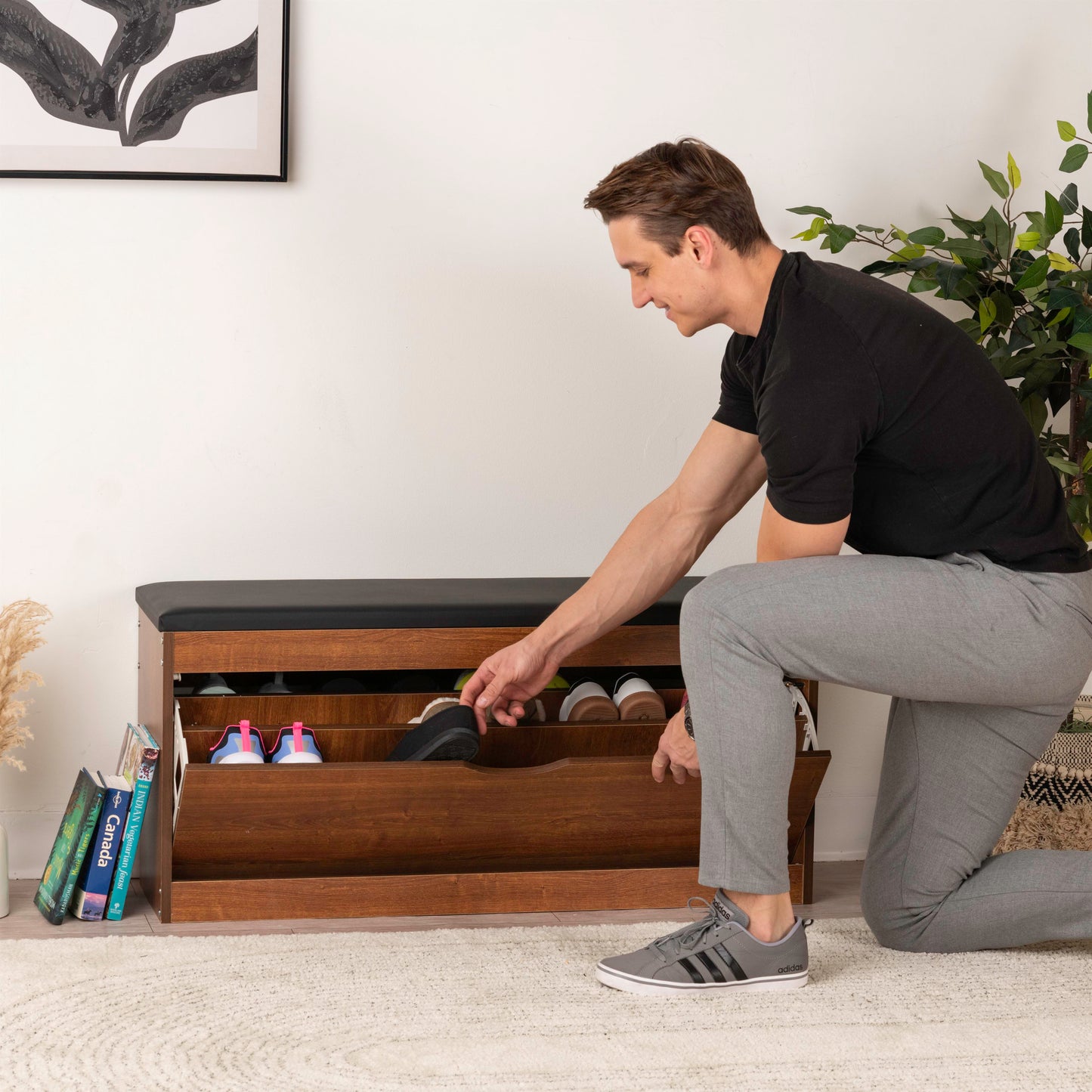 Stylish & Functional: Brand New Shoe Cabinet Bench Organizer – 100x30x52cm
