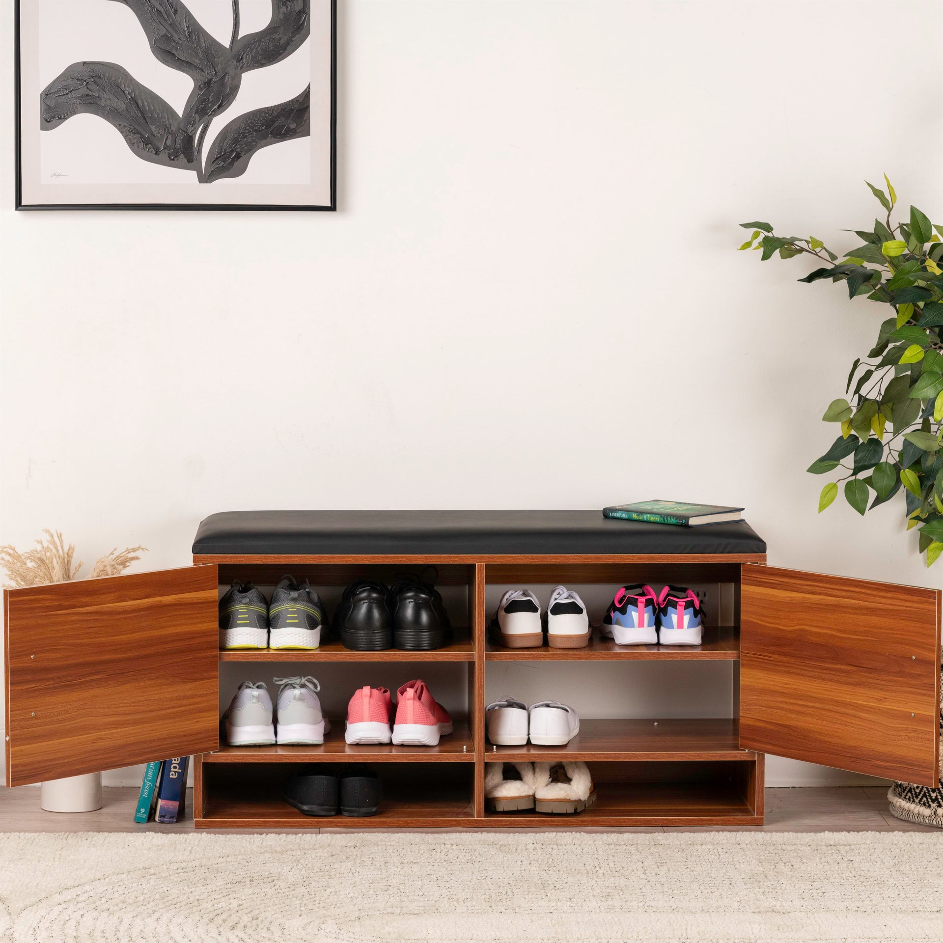 Modern Shoe Cabinet with Bench – Brand New Shoe Organizer 100x35x51cm