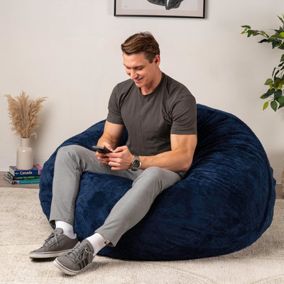 Giant Foam-Filled Bean Bag Chair - 4ft Faux Fur