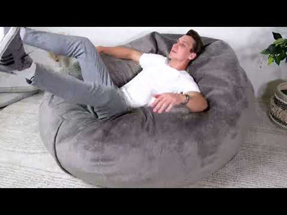 Brand New Giant Foam-Filled Bean Bag for Lounging, Gaming and Relaxation - Ball shape - Faux Fur 5.5 ft