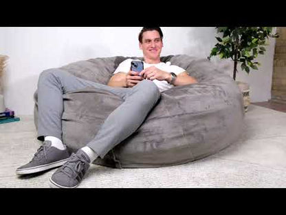 Brand New Giant Foam-Filled Bean Bag for Lounging, Gaming and Relaxation - Ball shape - Faux Fur 5.5 ft