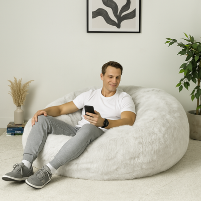 Giant Foam-Filled Bean Bag Chair - Faux Fur 5.5 ft