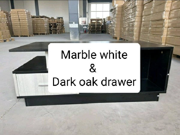  Solid Elegant Rectangular Coffee Table with Drawer white and dark